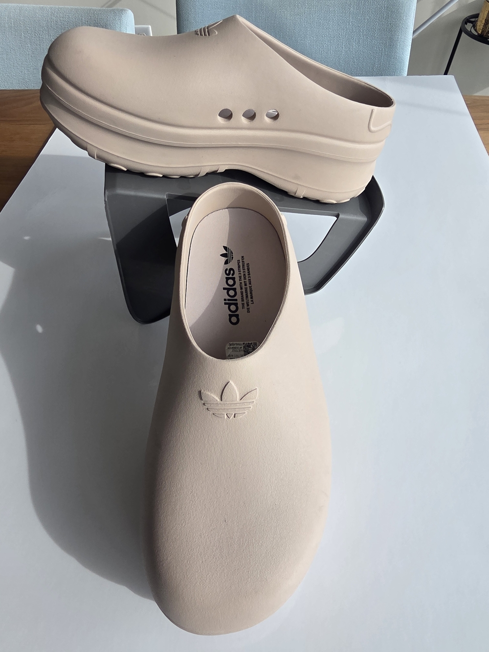 adidas Women's Platform Slip-On Clog in Light Beige